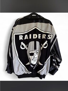 Vintage Rare La Raider Satin And Tapestry black varsity jacket